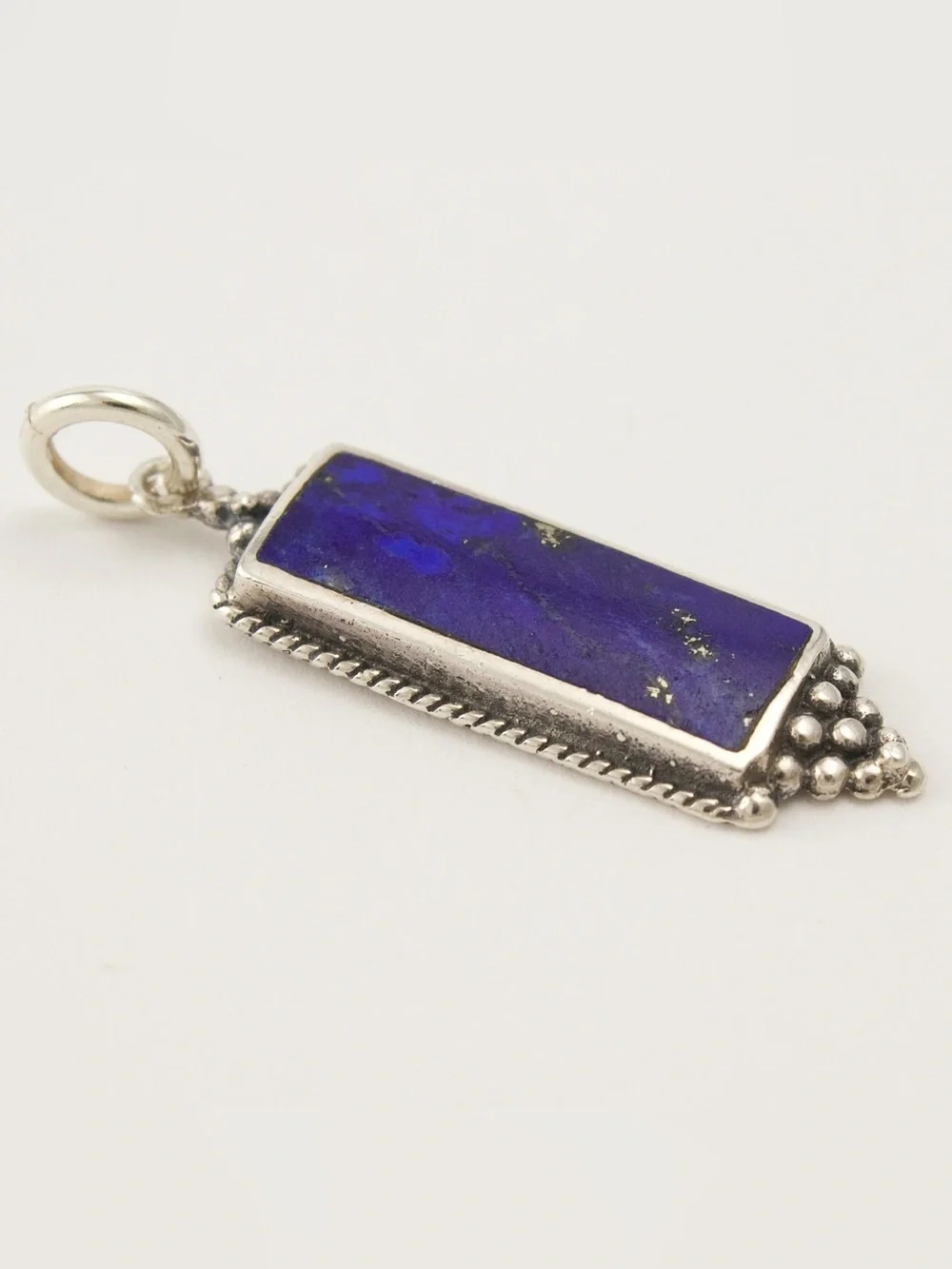 Vintage Boma Lapis Lazuli Sterling Silver Rectangle Necklace Pendant